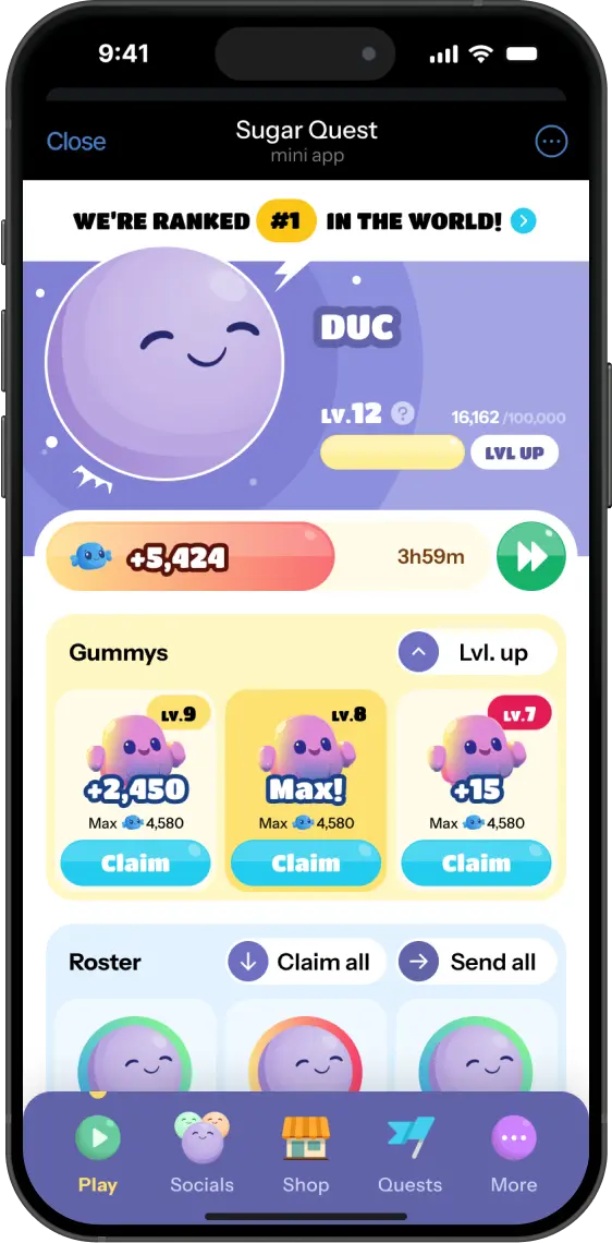 Mockup do aplicativo Sugar Quest